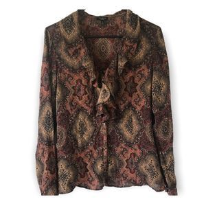 Talbots 100% silk button down long sleeve blouse (T3)